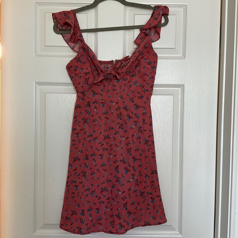 Pink floral mini dress